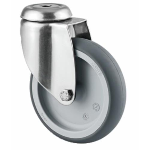 ROULETTE PIVOTANTE INOX - FIXATION À ŒIL - BANDAGE CAOUTCHOUC - Ø 50MM - AGILA TENTE