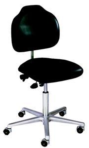 Siège ergonomique Werksitz Classic 1620-ESD-KL - Modèle antistatique avec dossier et assise en simili-cuir conducteur noir_0