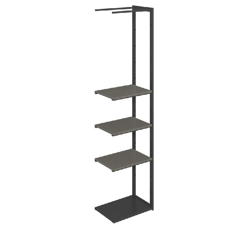 Suite structure Cage noir base métal 58x40x240cm 3 tablettes anthracite_0