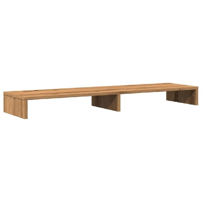 Support de moniteur table meuble bureau artisanal 100 x 27 x 10cm bois ingénierie marron 02_0044909 - marron Bois massif 3000220404616_0