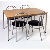 TABLE COLLECTIVITÉ HÊTRE ALU CAFÉTÉRIA RECTANGLE 120X80CM