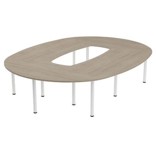 TABLE DE RÉUNION TUBO OVALE 335 X 250 CM CHÊNE GRIS BLANC - MBA