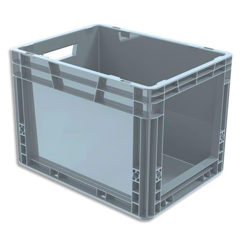 Viso - Bac de rangement gerbable en polypropylène gris, capacité 25L - Dimensions L40 x l29 x H27 cm - Norme Européenne_0