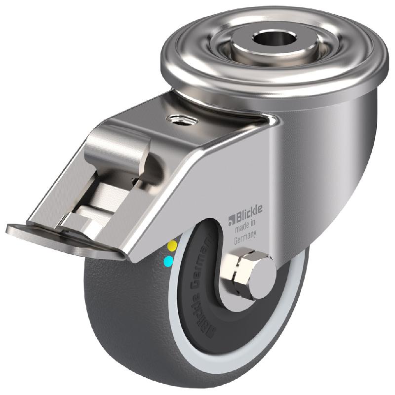 Roulette pivotante/frein de 80 mm en acier inoxydable avec thermocouple conducteur d'électricité gris_0