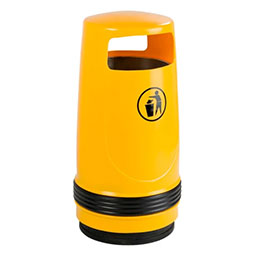 Corbeille synthétique résistante aux UV - DRACO - 90L avec liner en métal et fixation au sol_0