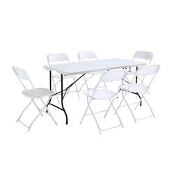 Oviala Business Ensemble Table et chaises pliantes de jardin 152cm - Oviala - blanc plastique 103493_0