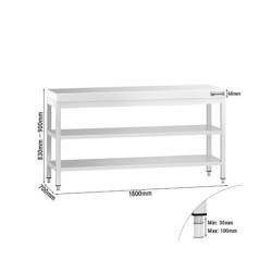 GGM Gastro Tables Inox de Travail Centrales Premium avec 2 étagères - Profondeur 700 mm - ATK187ZB - 4063326275954_0