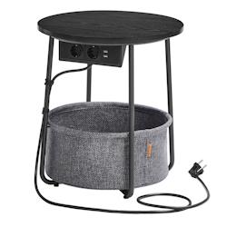 Helloshop26 - Petite table basse 45 x 50 cm ronde table d'appoint avec panier en tissu rangement pour salon chambre table de chevet 12_0006926 - 30002_0