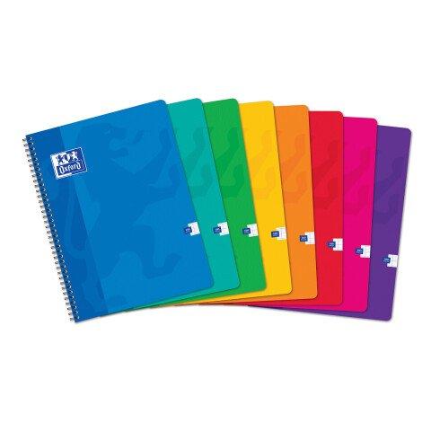 LOT DE 5 - CAHIER OXFORD COLOR LIFE 24X32CM GRANDS CARREAUX SEYÈS 180 PAGES RELIURE SPIRALE COUVERTURE CARTE COLORIS ASSORTIS