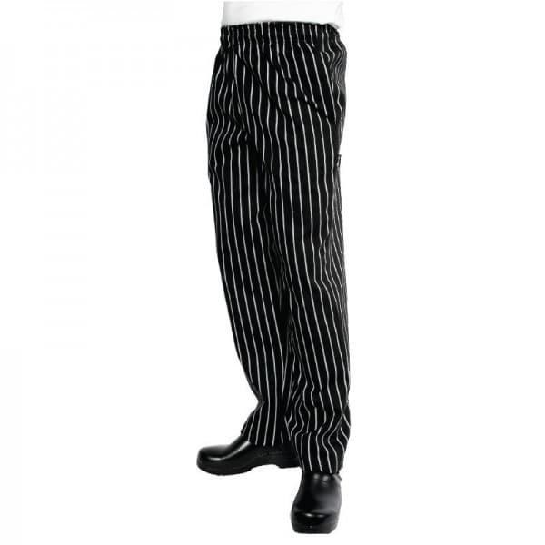 Pantalon de cuisine mixte baggy rayé noir et blanc (Taille: XL (105-112cm))_0