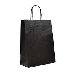 Sac papier noir poignées torsadées 32+12x40 cm - 3760365400323_0