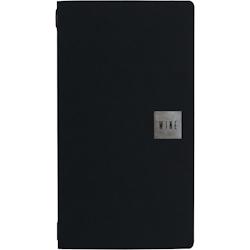 Set 12 porte-menu 2/2 Stil Casa, polyuréthane, 18x31,6 cm, 3 enveloppes plastiques, élastique, noir saffiano. - PM22C-SAN-WNSI_0