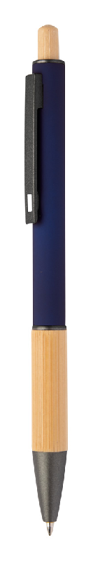 Stylo à bille - Aluminium recyclé - Embase en bambou - Corps caoutchouté - Finitions bronze - Encre bleue_0