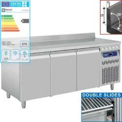 Table frigorifique murale ventilée - 3 portes GN 1/1 - 405 litres - Modèle DT178/ELA - Acier inox alimentaire_0