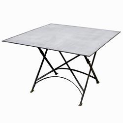 Table pliante carrée zinguée - 1,12 x 1,12m - fer forgé pour intérieur et extérieur_0