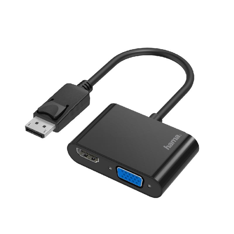 Hama 00200334 - Câble vidéo et adaptateur DisplayPort vers HDMI + VGA (D-Sub) - Résolution jusqu'à 4K_0