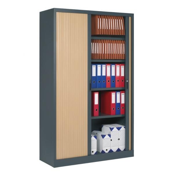 Armoire haute à rideaux - Corps noir - 5 niveaux de rangement - Marque Rolléco_0