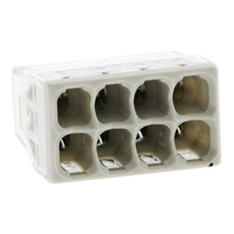 Borne pour boîtes de dérivation S2273 - Wago - Connexion rapide - 8 conducteurs rigides 2.5mm² - Gris - 550V - 24A_0