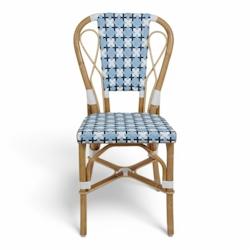Chaise de terrasse AUTEUIL  - Rotin - L 46 x P 54 x H 85 cm - Tressage Bleu et Blanc - Bistromania - bleu TE032_0
