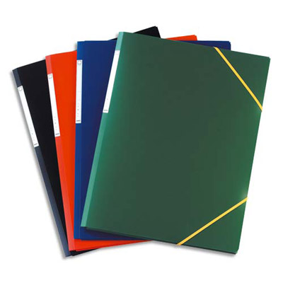 CHEMISE 3 RABATS ET ELASTIQUE ELBA - FORMAT A3 33 X 43 CM -  POLYPROPYLENE 7/10E - COLORIS ASSORTIS - LOT DE 10