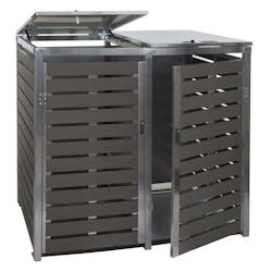 Décoshop26 - Abri pour 2 poubelles cache-poubelles verrouillable avec couvercle jusqu'à 240L 119x134x84 cm acier inoxydable 04_0005716 - 3000252983950_0