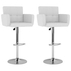 Décoshop26 - Lot de 2 tabourets de bar chaises hautes avec dossiers et accoudoirs en PVC blanc et acier DEC029614 - blanc 3000257464393_0
