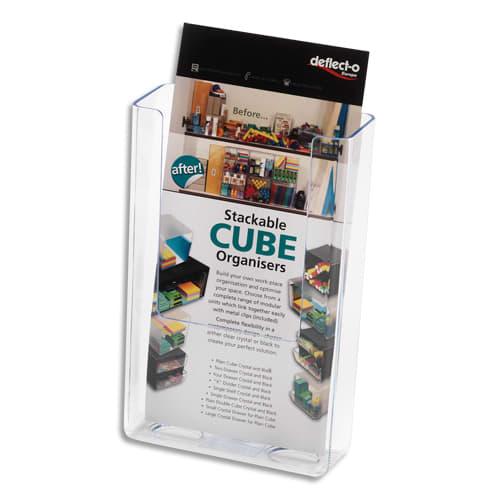 Deflecto porte-brochures transparent à dos plat vertical - Format 1/3 A4 - 11,2 x 16,5 x 4,3 cm - Polystyrène recyclé_0