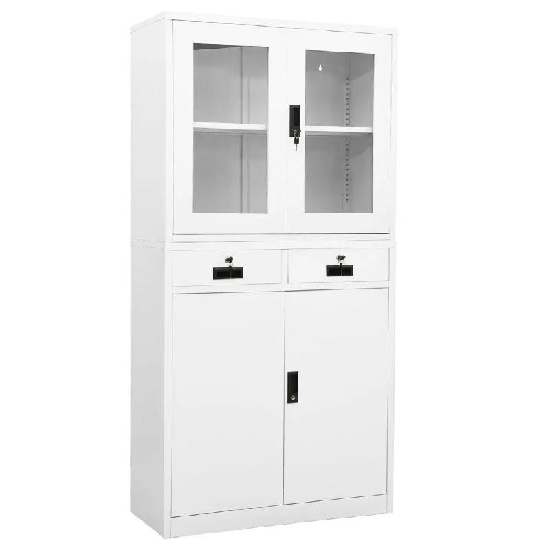 Helloshop26 - Armoire de bureau classique rangement dossiers 90 x 40 x 180 cm avec 3 étagères réglables en acier blanc 02_0046915 - blanc verre 300_0