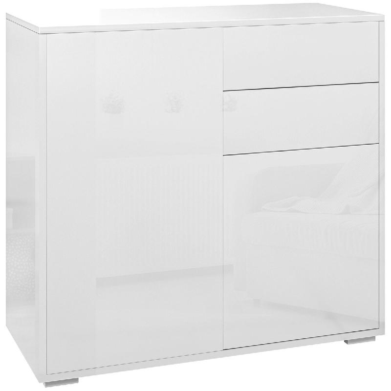 Helloshop26 - Commode de rangement 79 x 36 x 74 cm 2 tiroirs 2 portes étagère réglable design épuré en panneau de particules blanc 21_0002826 - b_0