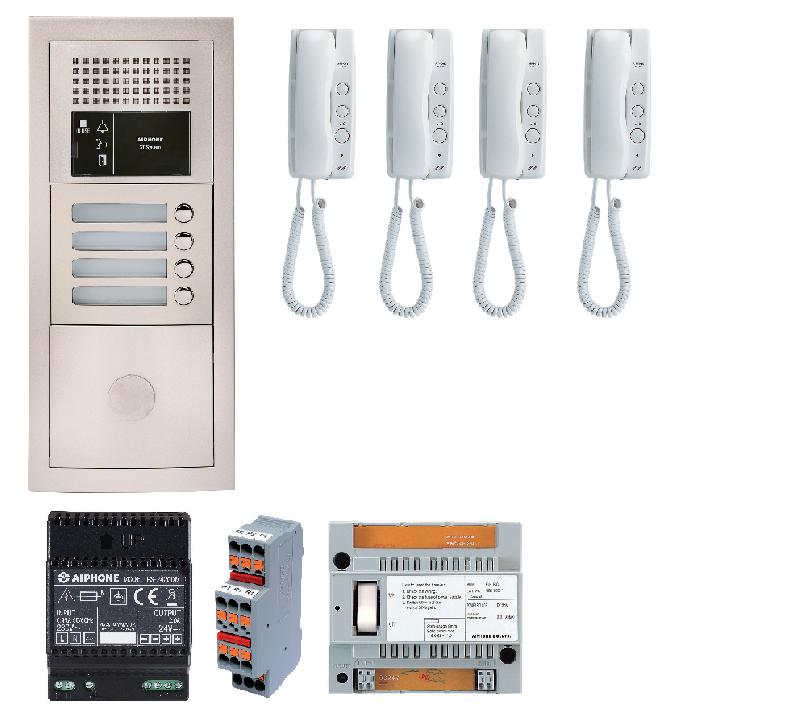 Pack audio 4 BP - prépercé Vigik - centrale audio, alimentation et 4 postes GT1D - GTBA4E_0