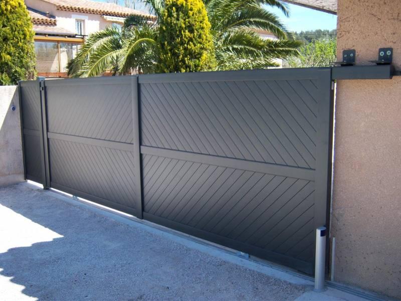 Portail Coulissant Aluminium Plein & Ajouré Horizontal Pas Cher Prix