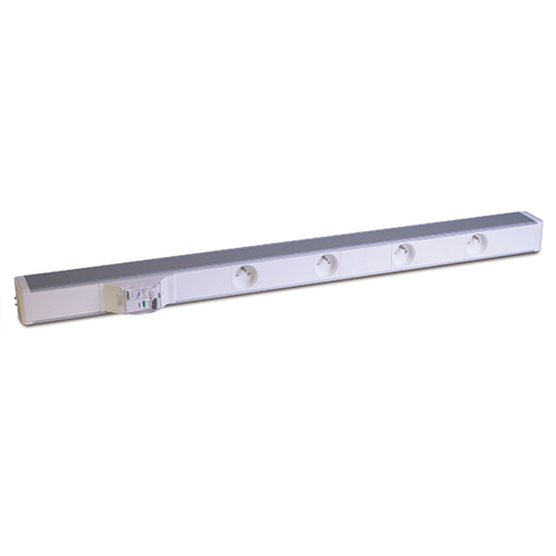 Rampe électrique horizontale - 4 PC - Aluminium 52x60 mm avec prises 2P+T 16A - Interrupteur ou disjoncteur différentiel_0
