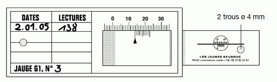 10 jauges de mesure de l'évolution de fissures dans un même plan 1/10ème de mm - inté - SAJG1_0
