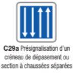 Panneau de signalisation d'indication type C29a - Présignalisation de créneau de dépassement - Formats multiples_0