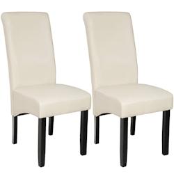 Tectake Ensemble de 2 chaises de salle à manger Rembourrées aspect cuir crème - 401295 - beige matière synthétique 401295_0
