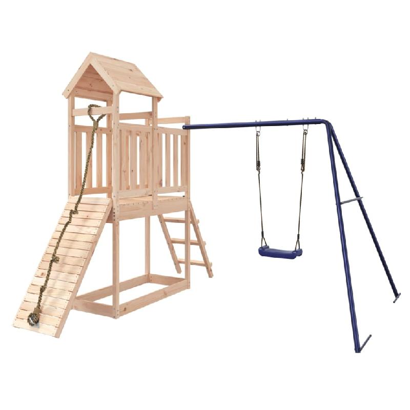 AIRE DE JEUX D\'EXTÉRIEUR BALANÇOIRES TOBOGGAN PORTIQUES ROBUSTE JEUX JARDIN 242 X 248 X 214 CM BOIS DE PIN MASSIF 02_0004645_0