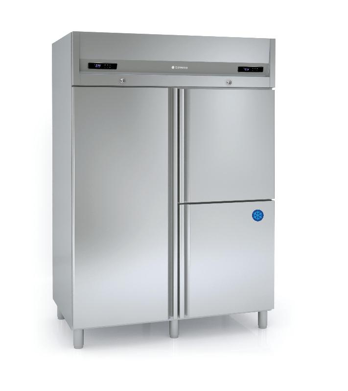 Armoire gn2/1 professionnelle bi-température 1 porte et 2 demi-portes pleines avec compartiment négatif 1370 litres - AGM-1003_0