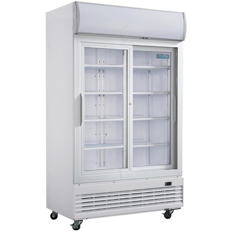 Armoire réfrigérée 2 portes vitrées coulissantes avec caisson lumineux série g 950l - GE581_0