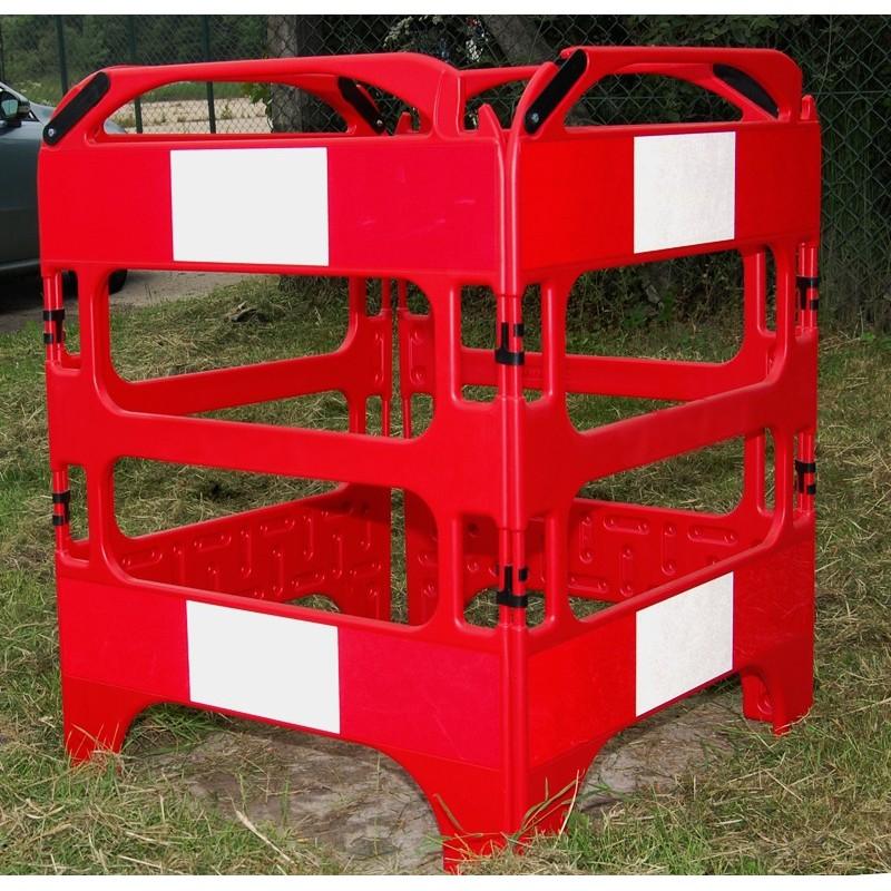 Barrière de chantier rigides pliables 4 pans - panneaux enclenchés 750 mm x 1000 mm - haute visibilité_0