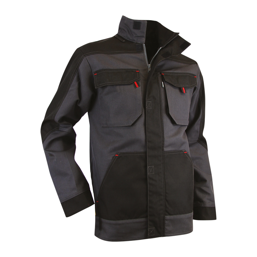 Blouson bicolore CERAMIQUE 60% coton 40% polyester 300g - Gris foncé/Noir - PCB131-T2 - LMA - Dos long et renforcé_0