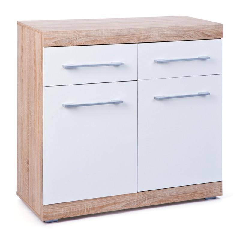 BUFFET 2 PORTES 2 TIROIRS LUNI 95CM BLANC & NATUREL - PARIS PRIX_0