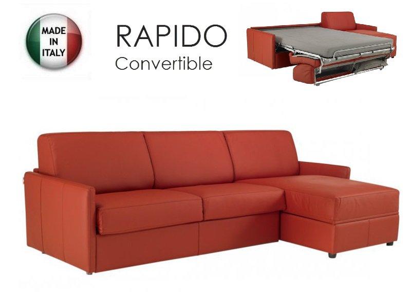 Canapé d'angle Sun convertible - Ouverture express 140 cm - Matelas Excellence Literie 16 cm - Polyuréthane rouge_0