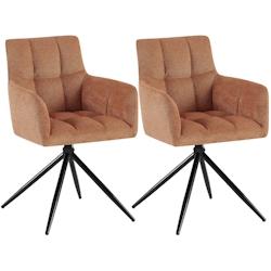 CLP Lot de 2 chaises de salle à manger Jonah en tissu Orange - orange textile 327483_0