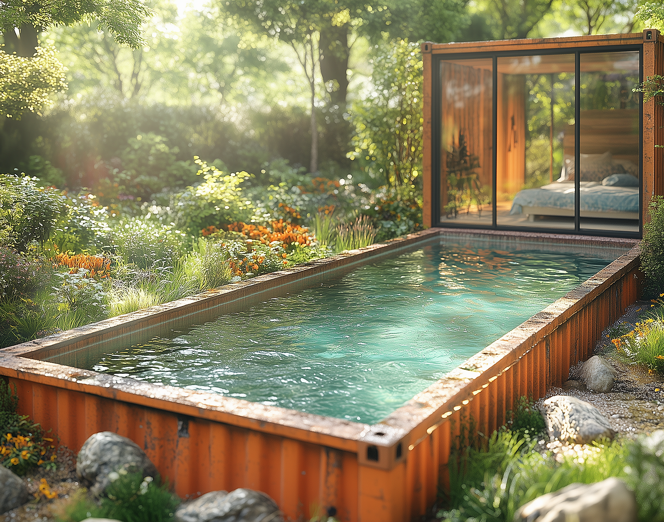 Piscine en container design et fonctionnelle - Alternative durable et personnalisable pour un espace de détente_0