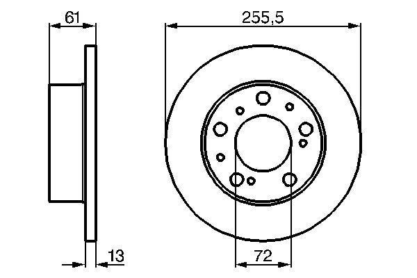 Disque de frein Bosch 0986478067 - boîte de 2 disques - montage avant - disque plein - 5 trous - épaisseur 12 mm_0