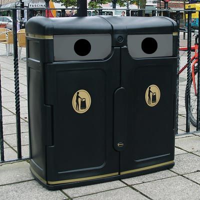 Poubelle publique Gemini - Glasdon - 2x180 litres - Multi-usages double revêtement_0