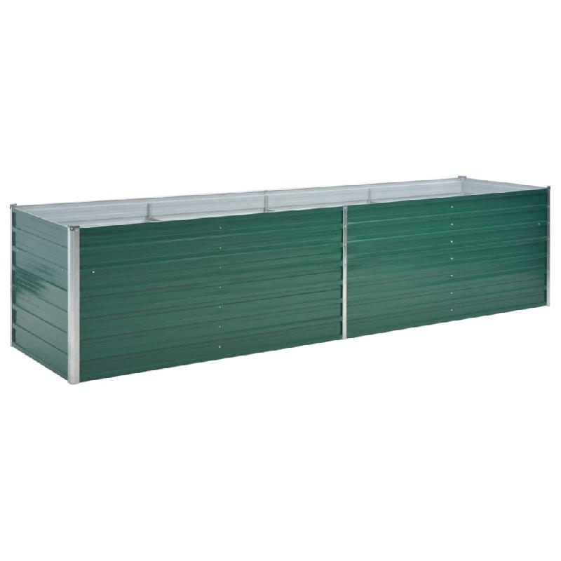 JARDINIÈRE LIT SURÉLEVÉ PLANTES FLEURS JARDIN ACIER GALVANISÉ 320 X 80 X 77 CM VERT 02_0001114_0