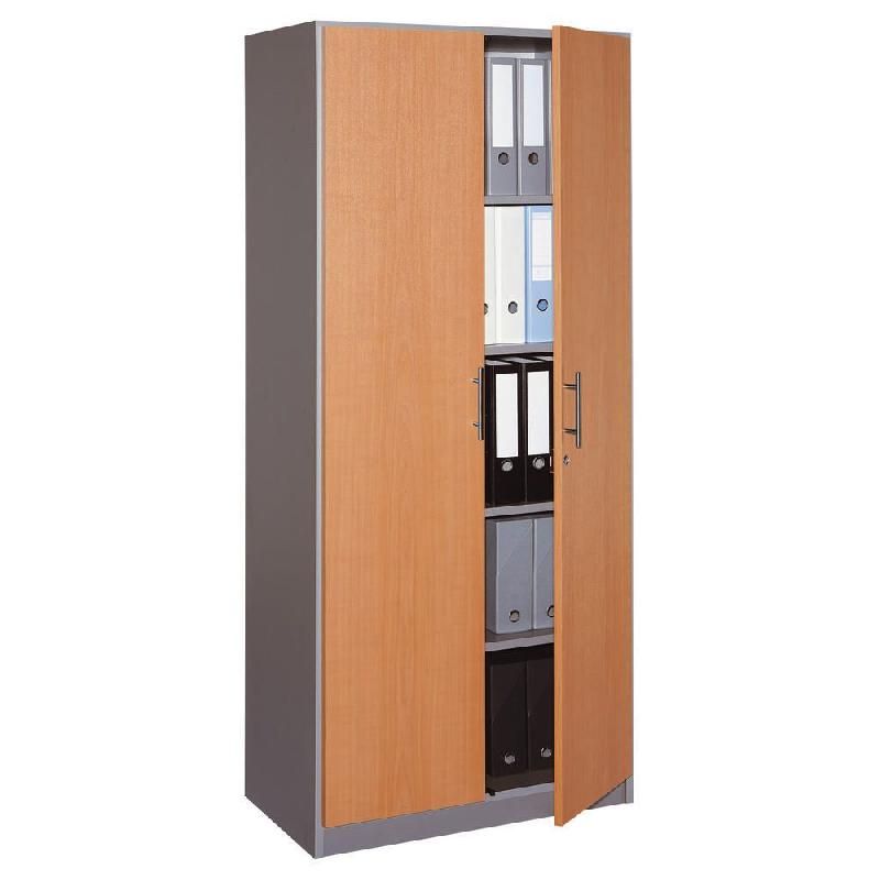 MEUBLE HAUT ACTIVITY 2 PORTES HAUTES - H. 180 X L. 80 X P. 45 CM - CORPS ALUMINIUM - COLORIS DES PORTES : POIRIER.