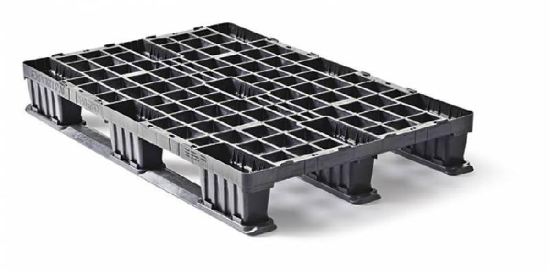 Palette en plastique noire - 760x1140x150 mm - Avec ou sans rebords - Charge dynamique 1000 kg - QP76114lr3rr (cp5)_0