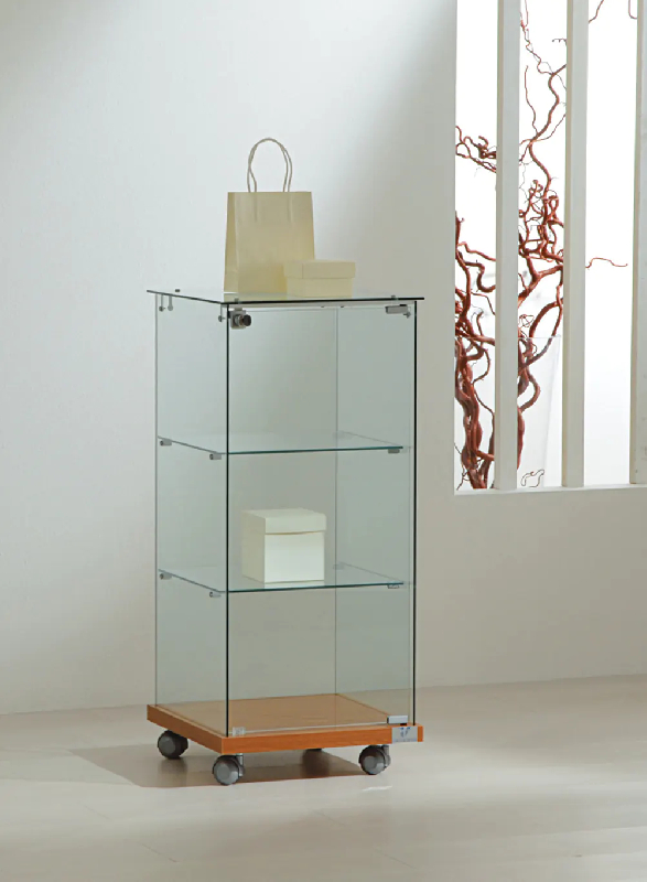 Petite vitrine sur roulettes 4/90va - cerisier_0